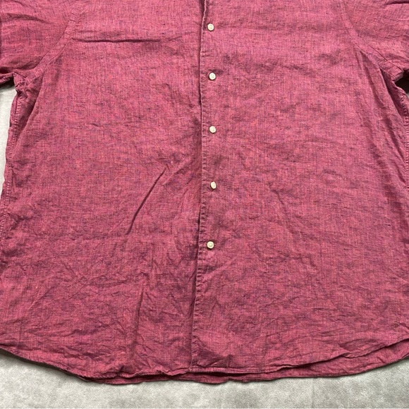 Cremieux Collection Linen Shirt Mens XL Red Lightweight Summer Button Down Shirt - Picture 5 of 16